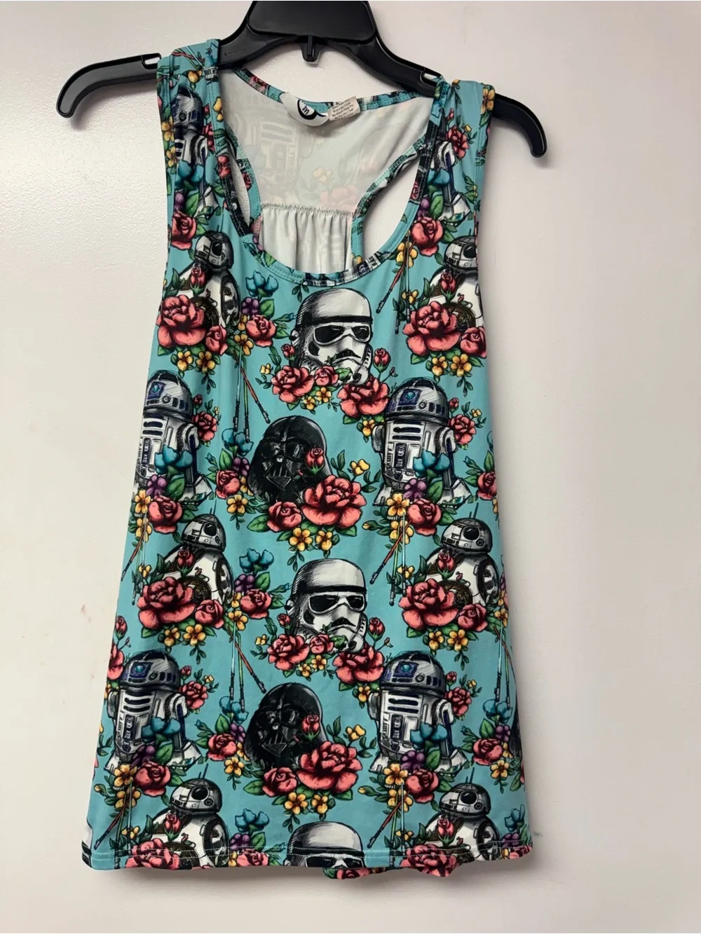 Star Wars Floral Tank Top 2XL Disney Darth Vader Stormtrooper sciFi Racerback B8 - Picture 2 of 9